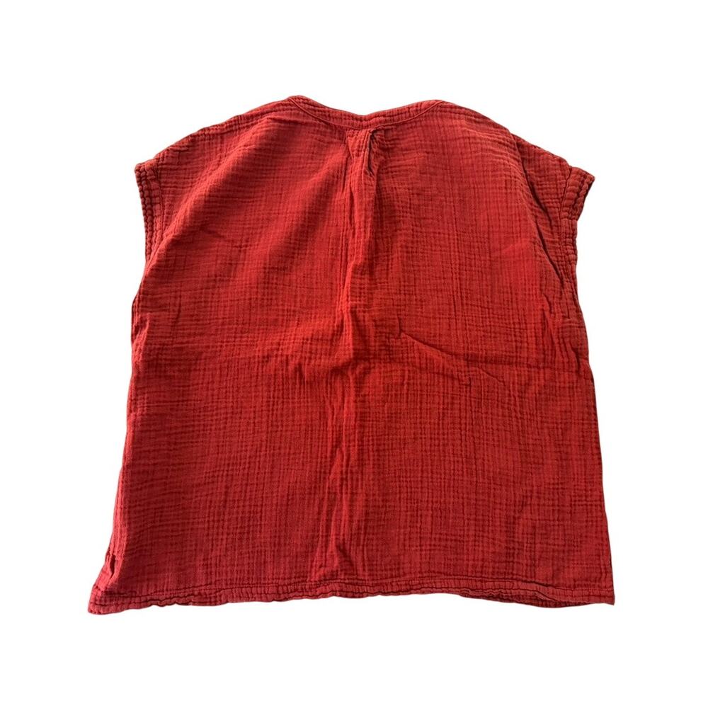 Xirena Split Neck Gauze Burgundy Top Size Medium Loose Boho Casual Cap Sleeve - Picture 5 of 6